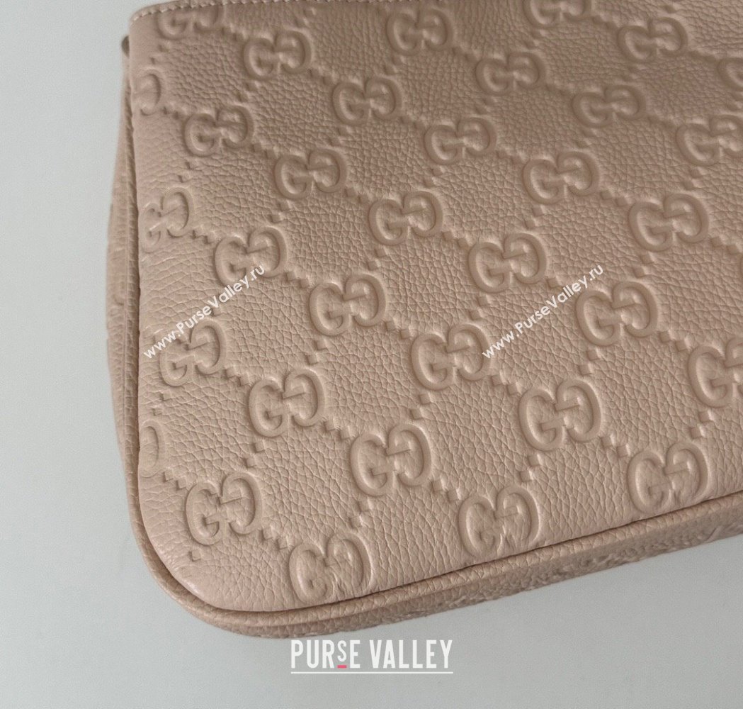 Gucci GG Grainy Leather Emblem Small Shoulder bag Pink 2025 815263 (DLH-250117067)