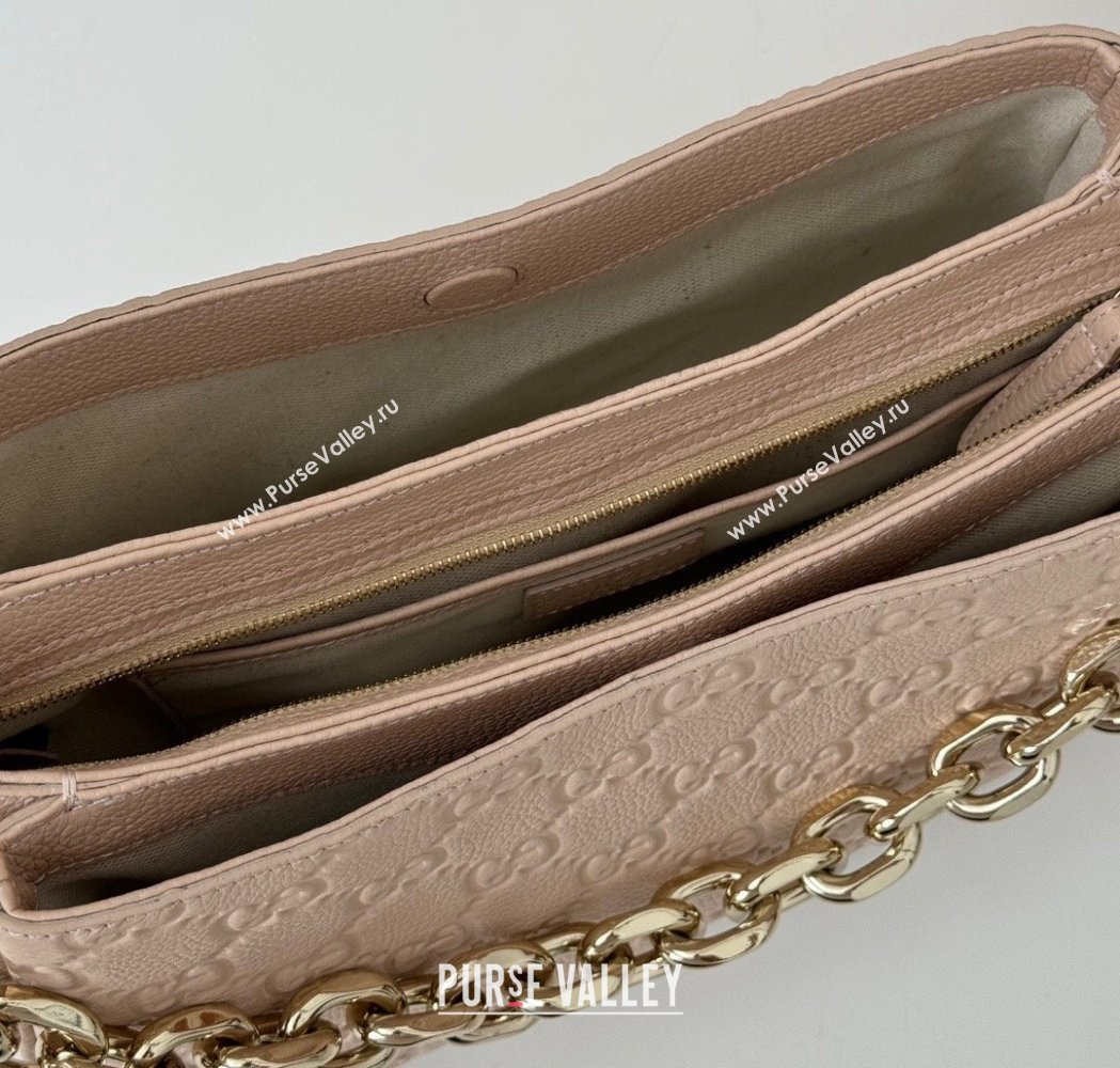 Gucci GG Grainy Leather Emblem Small Shoulder bag Pink 2025 815263 (DLH-250117067)