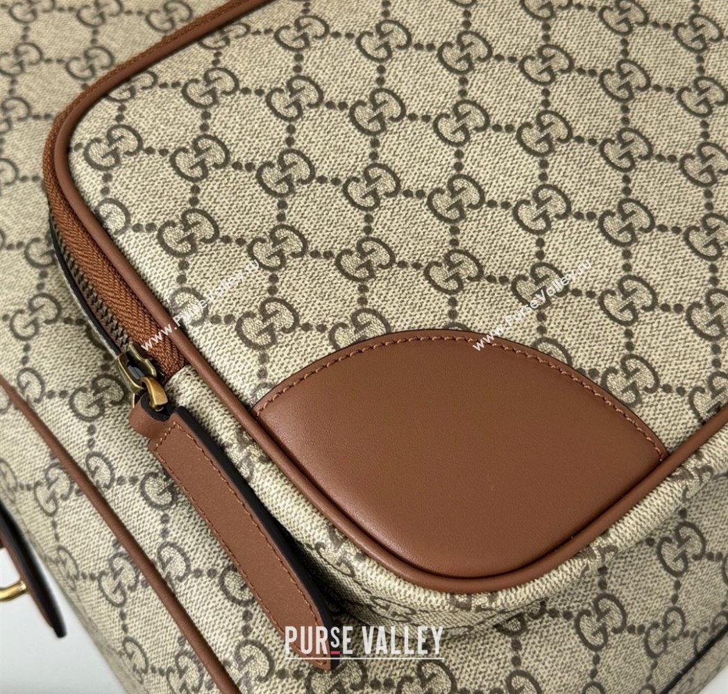 Gucci Mens GG Canvas Emblem Medium Backpack Bag Beige/Brown 2025 821159 (DLH-250117057)