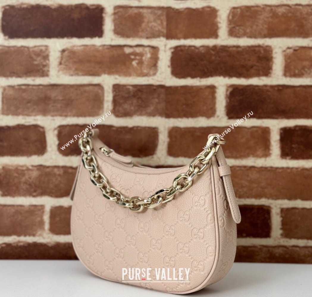 Gucci GG Grainy Leather Emblem Small Shoulder bag Pink 2025 815409 (DLH-250117070)