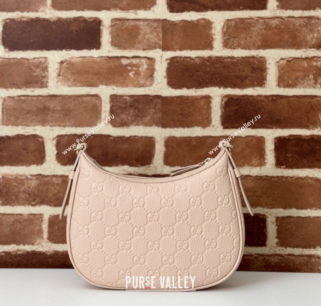 Gucci GG Grainy Leather Emblem Small Shoulder bag Pink 2025 815409 (DLH-250117070)