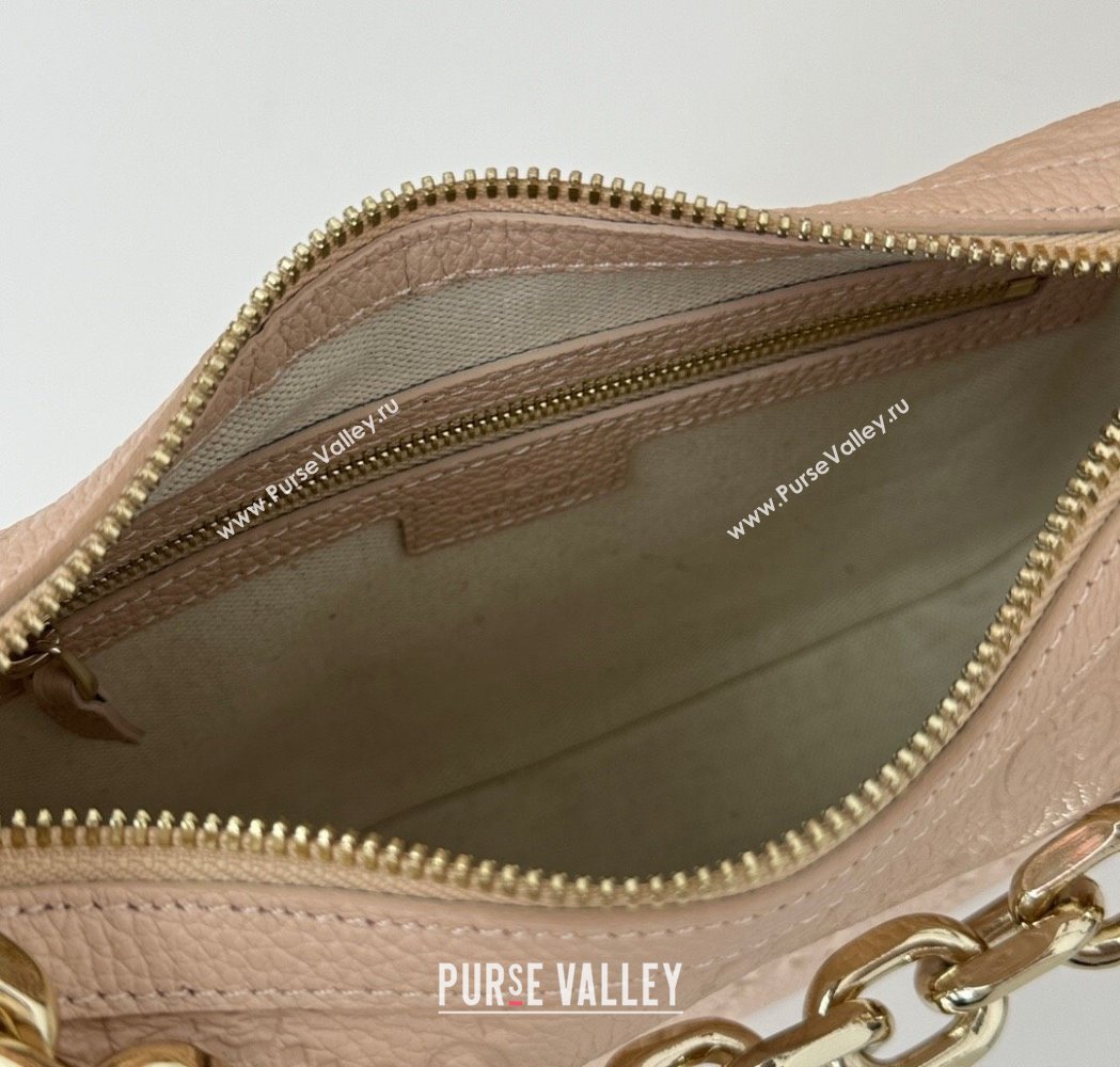 Gucci GG Grainy Leather Emblem Small Shoulder bag Pink 2025 815409 (DLH-250117070)