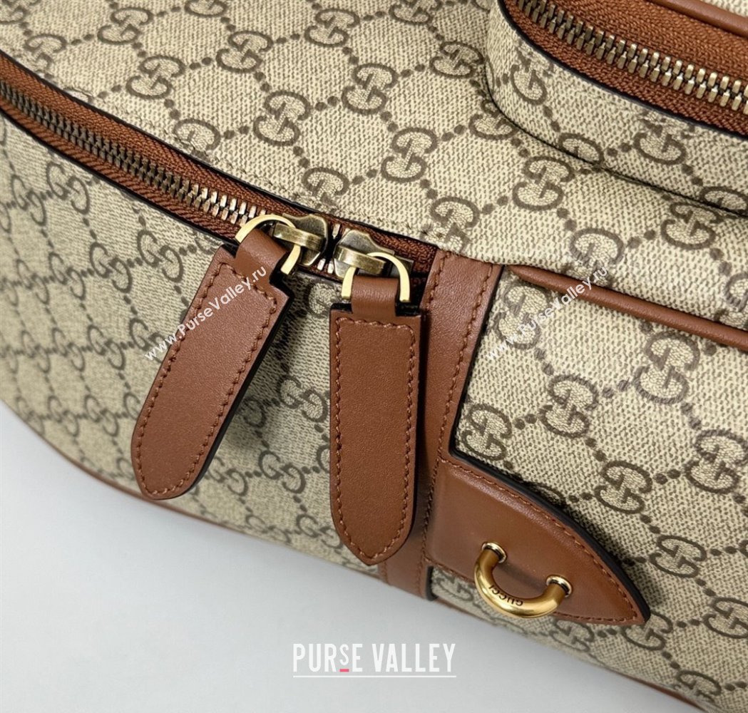 Gucci Mens GG Canvas Emblem Medium Backpack Bag Beige/Brown 2025 821159 (DLH-250117057)