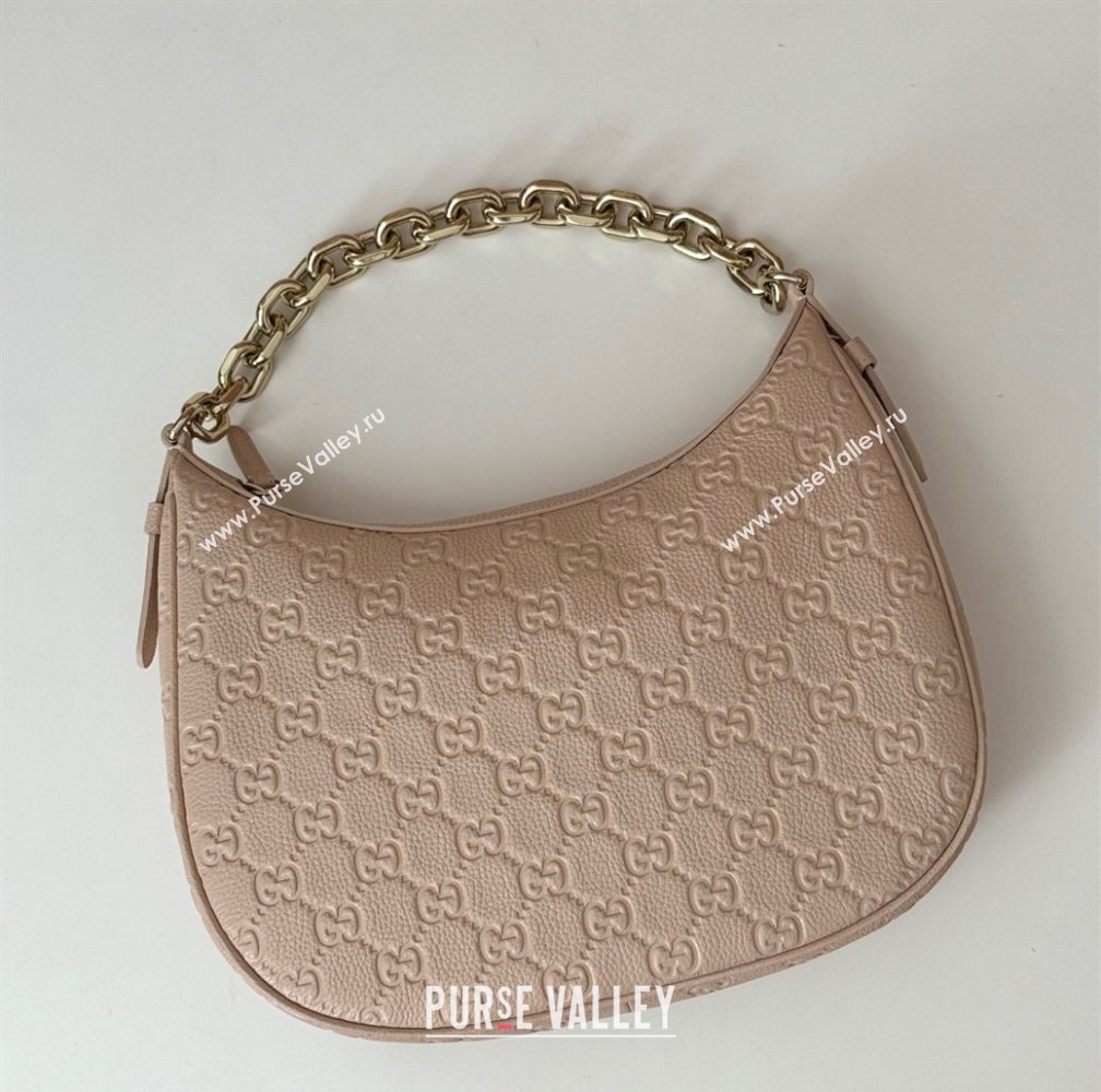 Gucci GG Grainy Leather Emblem Medium Shoulder bag Pink 2025 820453 (DLH-250117071)