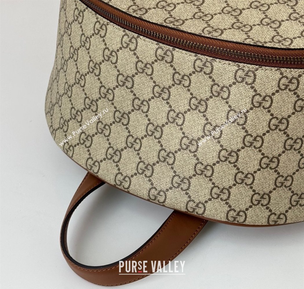Gucci Mens GG Canvas Emblem Medium Backpack Bag Beige/Brown 2025 821159 (DLH-250117057)