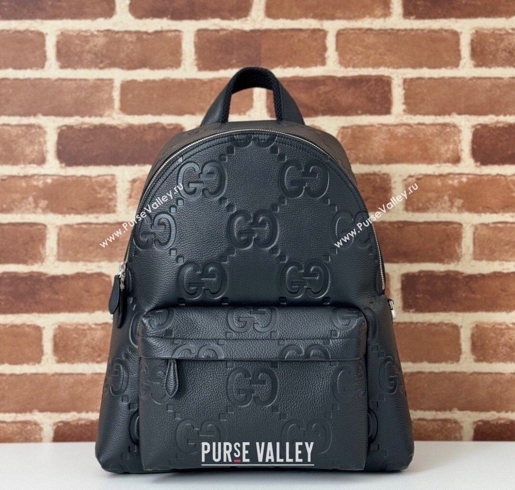 Gucci Mens Medium Jumbo GG Leather Backpack Bag Black 2025 819065 (DLH-250117074)