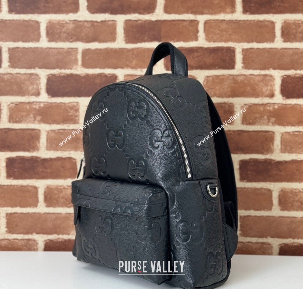 Gucci Mens Medium Jumbo GG Leather Backpack Bag Black 2025 819065 (DLH-250117074)