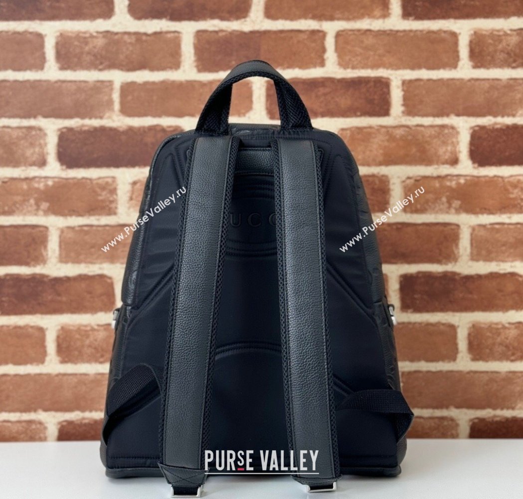 Gucci Mens Medium Jumbo GG Leather Backpack Bag Black 2025 819065 (DLH-250117074)