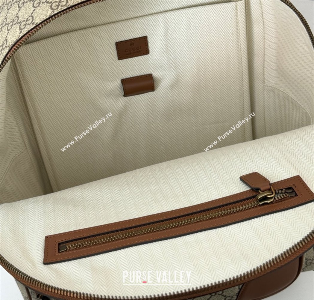 Gucci Mens GG Canvas Emblem Medium Backpack Bag Beige/Brown 2025 821159 (DLH-250117057)