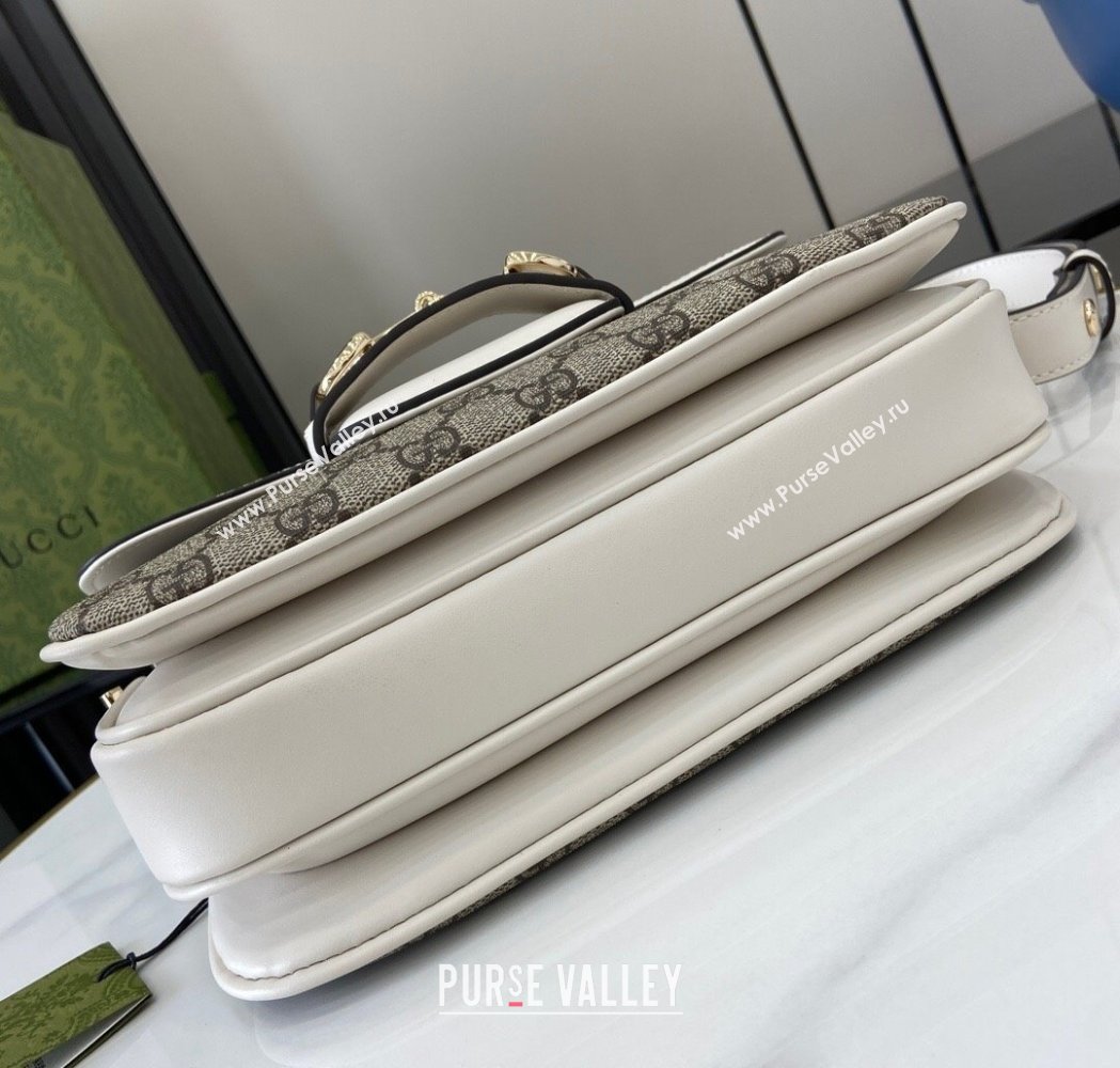 Gucci Horsebit 1955 GG Canvas Soft Small Shoulder Bag White 2025 815178 (XLU-250117017)
