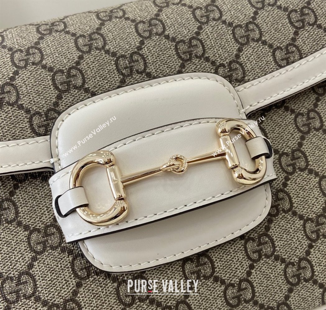 Gucci Horsebit 1955 GG Canvas Soft Small Shoulder Bag White 2025 815178 (XLU-250117017)
