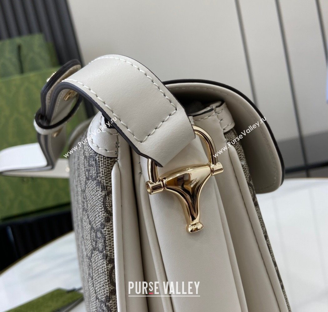 Gucci Horsebit 1955 GG Canvas Soft Small Shoulder Bag White 2025 815178 (XLU-250117017)