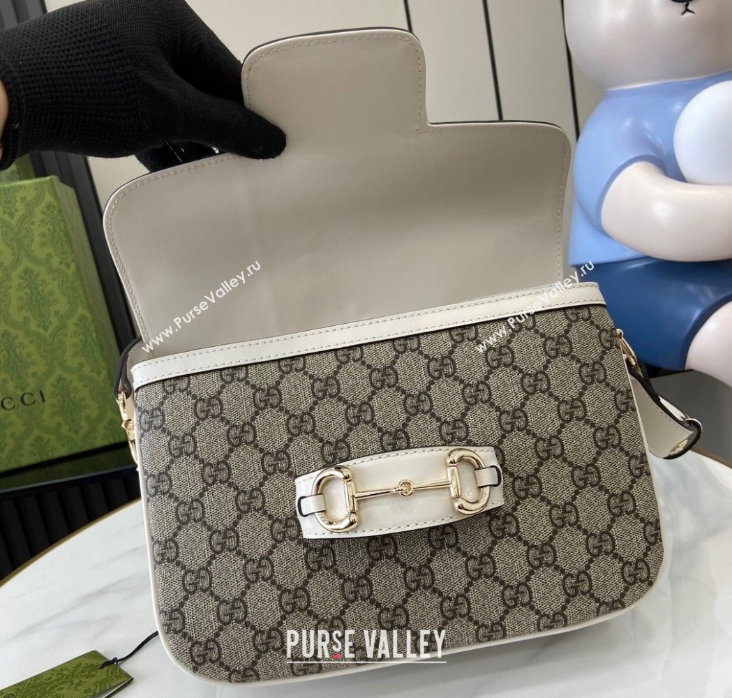Gucci Horsebit 1955 GG Canvas Soft Small Shoulder Bag White 2025 815178 (XLU-250117017)