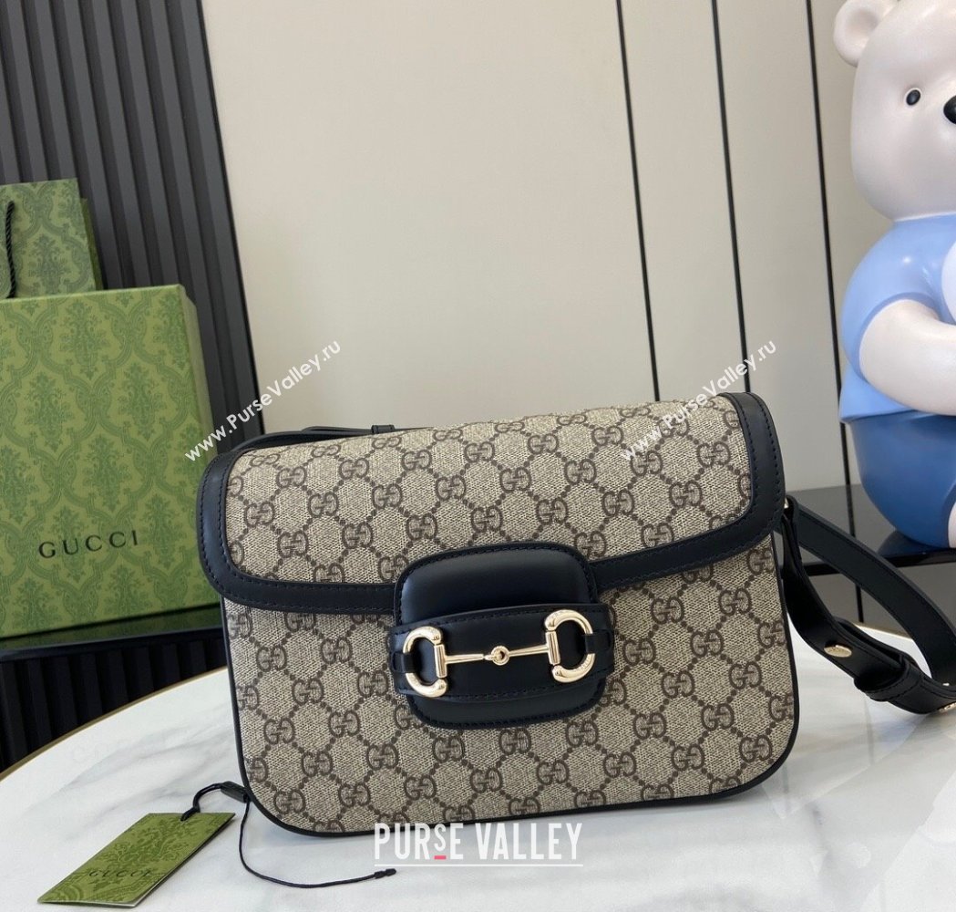 Gucci Horsebit 1955 GG Canvas Soft Small Shoulder Bag Black 2025 815178 (XLU-250117018)
