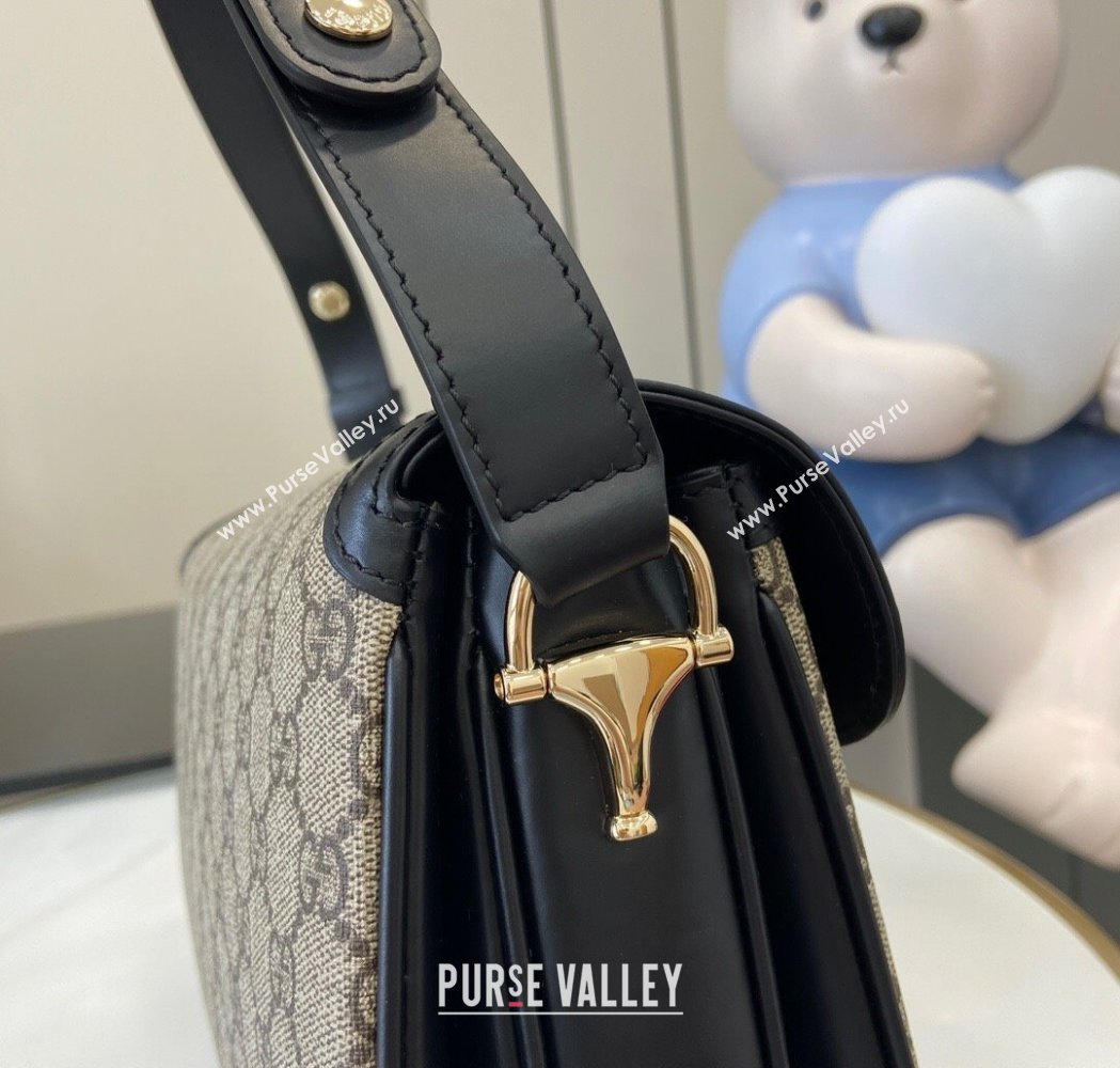 Gucci Horsebit 1955 GG Canvas Soft Small Shoulder Bag Black 2025 815178 (XLU-250117018)