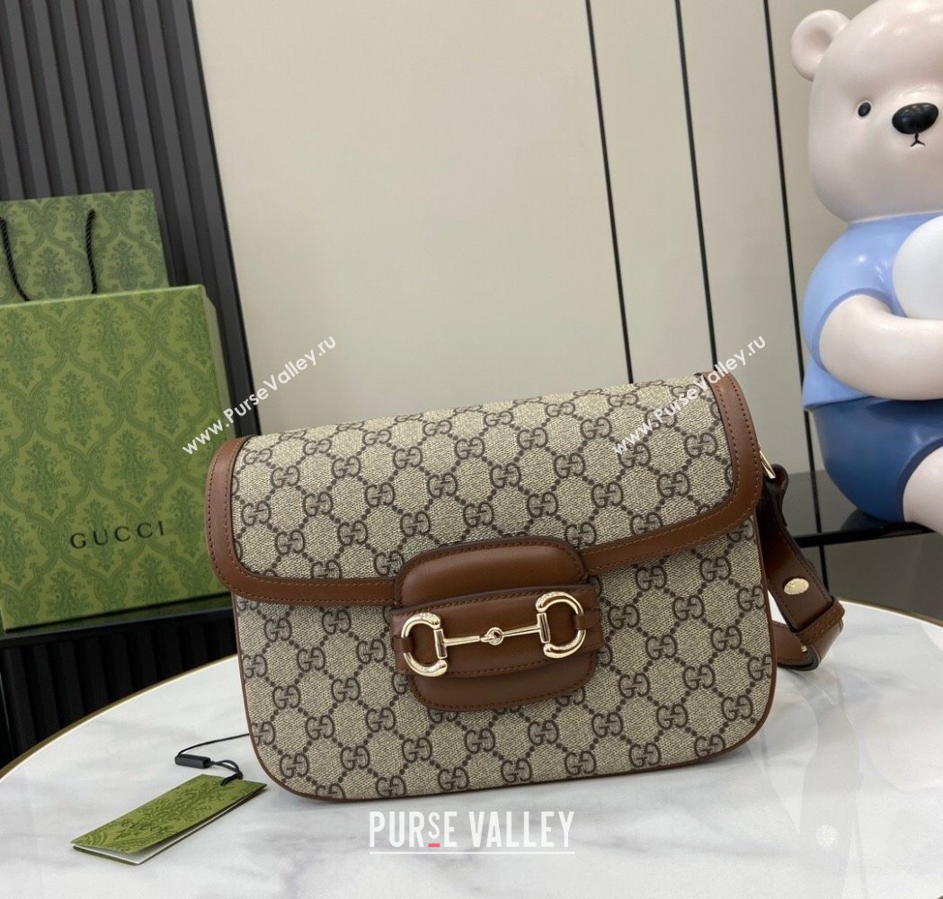 Gucci Horsebit 1955 GG Canvas Soft Small Shoulder Bag Brown 2025 815178 (XLU-250117019)