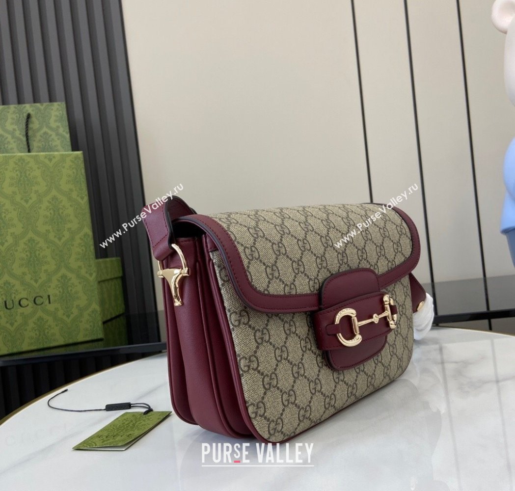 Gucci Horsebit 1955 GG Canvas Soft Small Shoulder Bag Burgundy 2025 815178 (XLU-250117021)