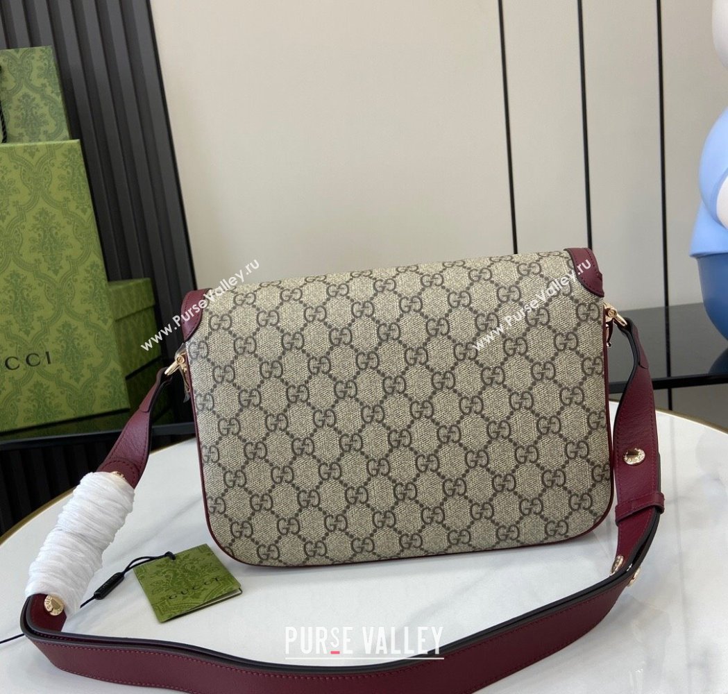 Gucci Horsebit 1955 GG Canvas Soft Small Shoulder Bag Burgundy 2025 815178 (XLU-250117021)