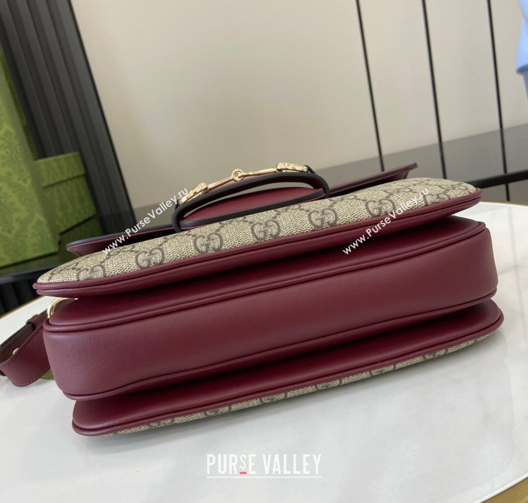 Gucci Horsebit 1955 GG Canvas Soft Small Shoulder Bag Burgundy 2025 815178 (XLU-250117021)