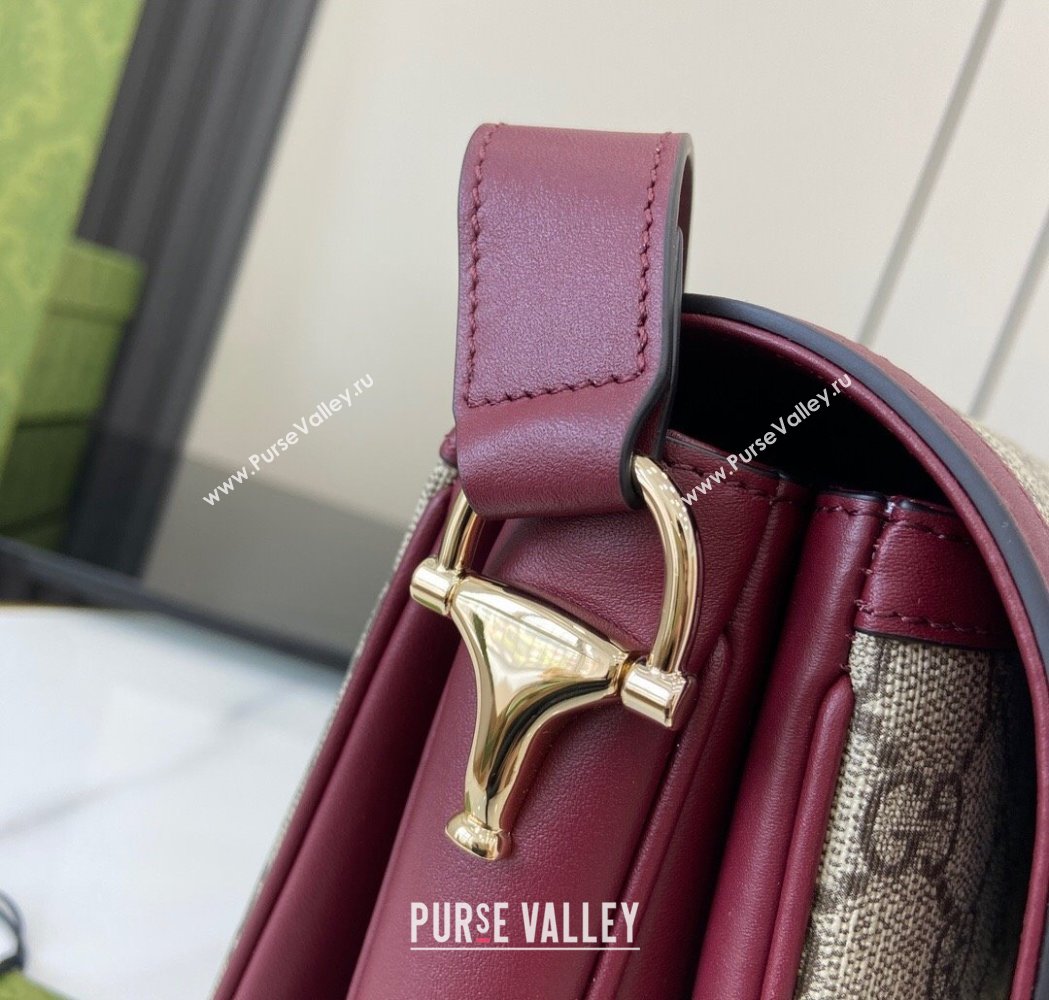 Gucci Horsebit 1955 GG Canvas Soft Small Shoulder Bag Burgundy 2025 815178 (XLU-250117021)