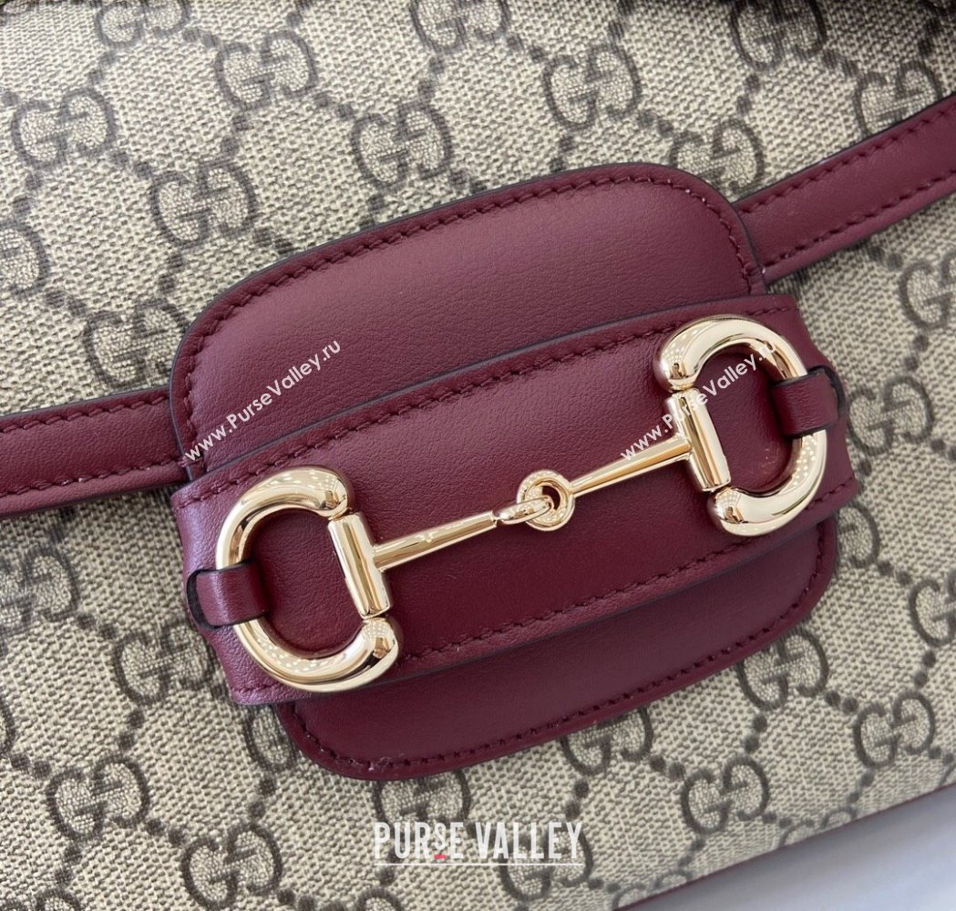 Gucci Horsebit 1955 GG Canvas Soft Small Shoulder Bag Burgundy 2025 815178 (XLU-250117021)