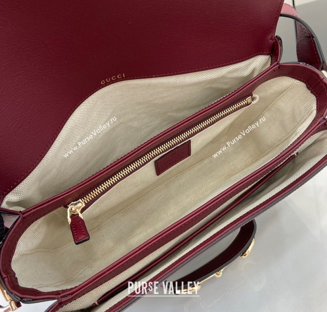 Gucci Horsebit 1955 GG Canvas Soft Small Shoulder Bag Burgundy 2025 815178 (XLU-250117021)