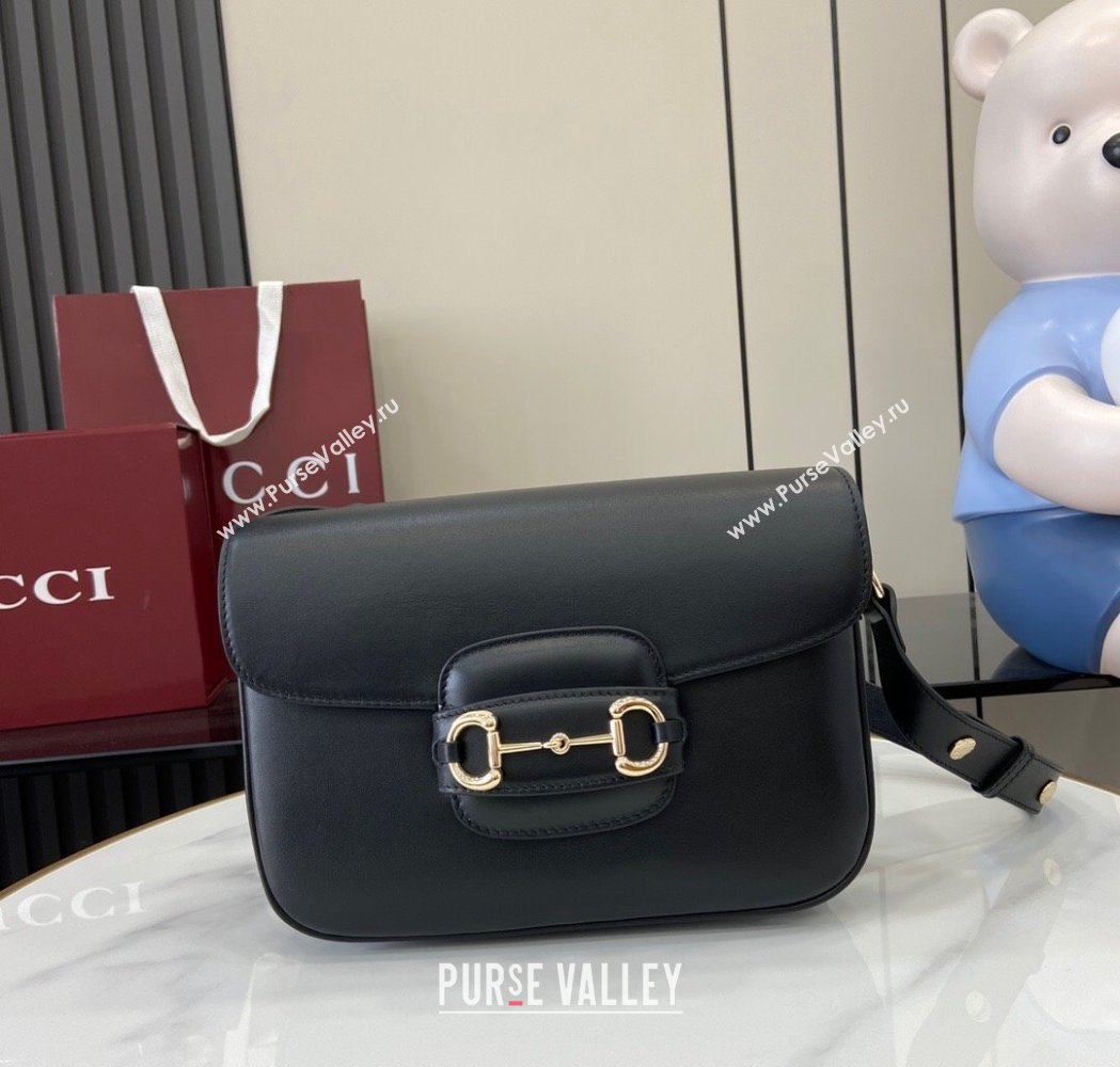 Gucci Horsebit 1955 Leather Soft Small Shoulder Bag Black 2025 815178 (XLU-250117022)