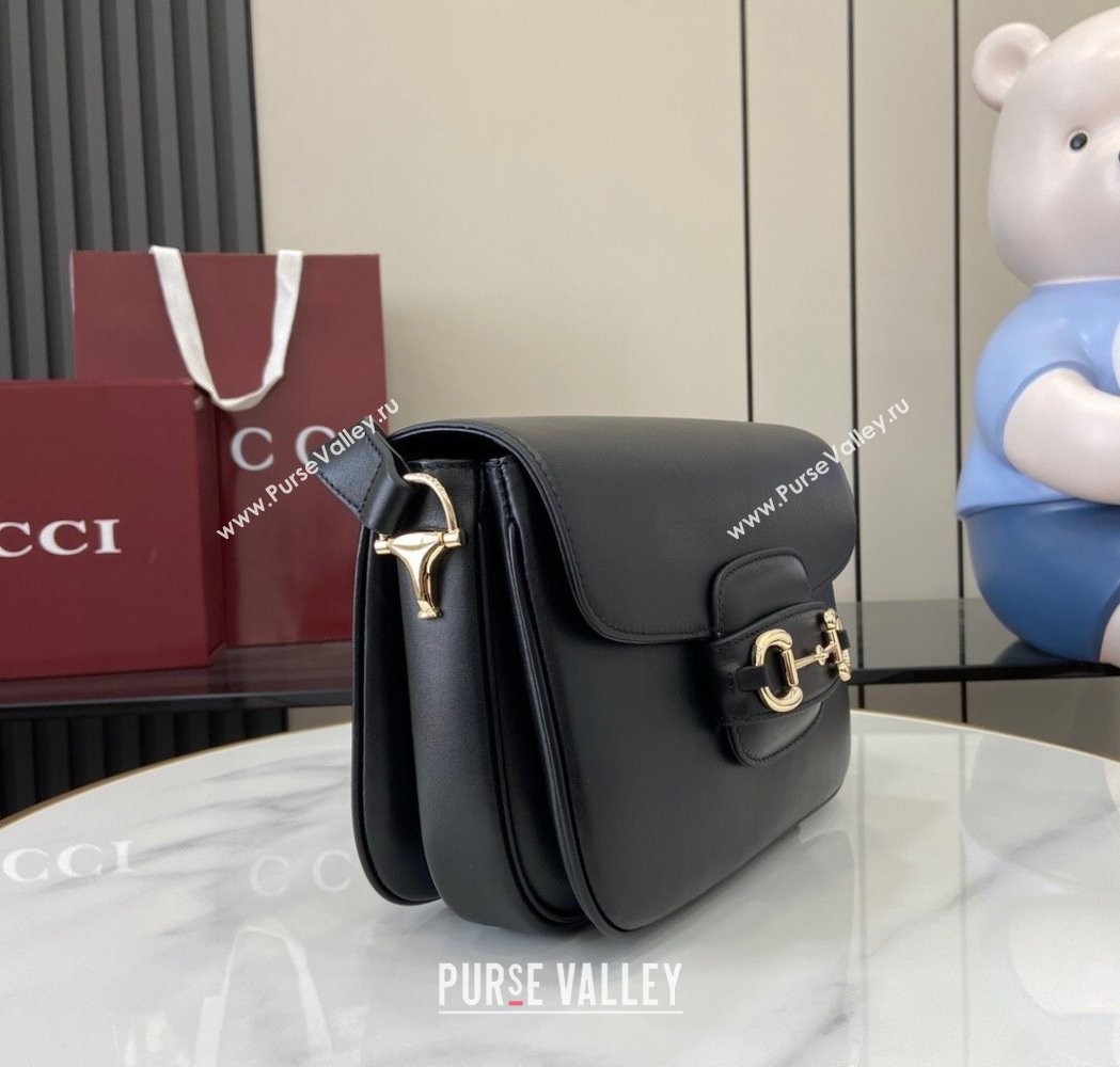 Gucci Horsebit 1955 Leather Soft Small Shoulder Bag Black 2025 815178 (XLU-250117022)