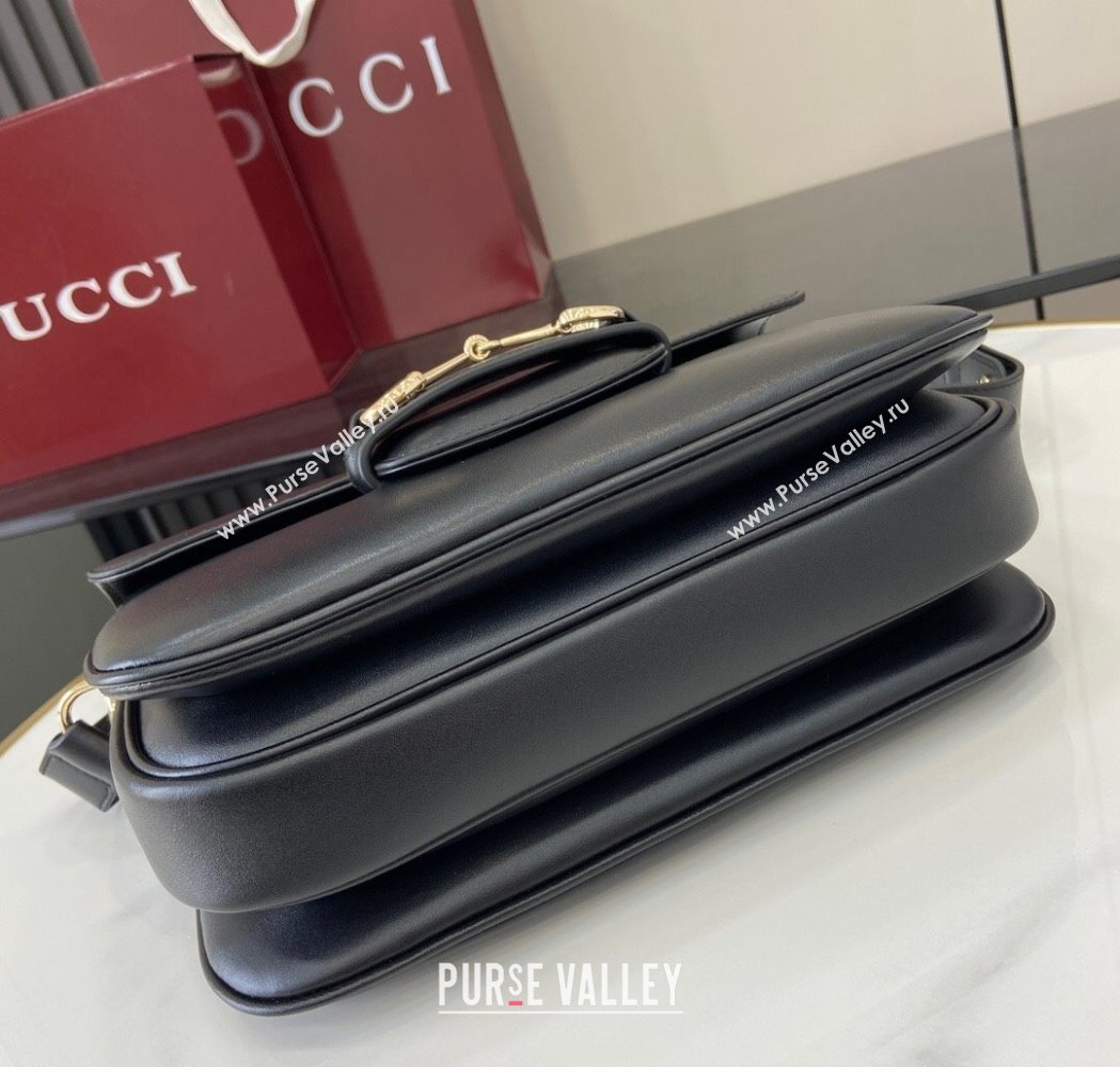 Gucci Horsebit 1955 Leather Soft Small Shoulder Bag Black 2025 815178 (XLU-250117022)