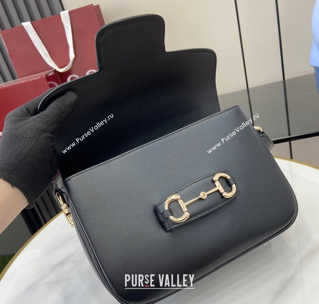 Gucci Horsebit 1955 Leather Soft Small Shoulder Bag Black 2025 815178 (XLU-250117022)