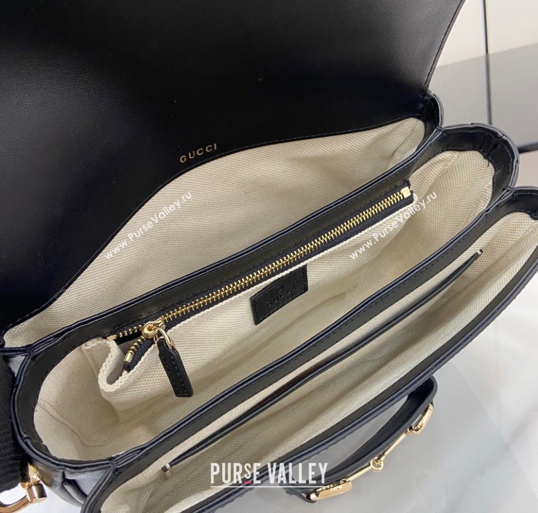 Gucci Horsebit 1955 Leather Soft Small Shoulder Bag Black 2025 815178 (XLU-250117022)