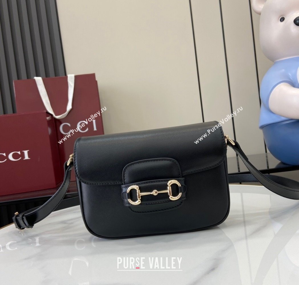 Gucci Horsebit 1955 Leather Mini Shoulder Bag Black 2025 815205 (XLU-250117023)