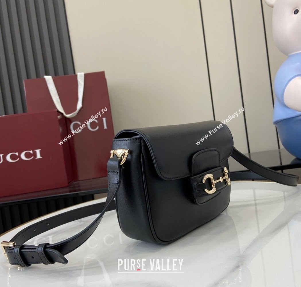 Gucci Horsebit 1955 Leather Mini Shoulder Bag Black 2025 815205 (XLU-250117023)