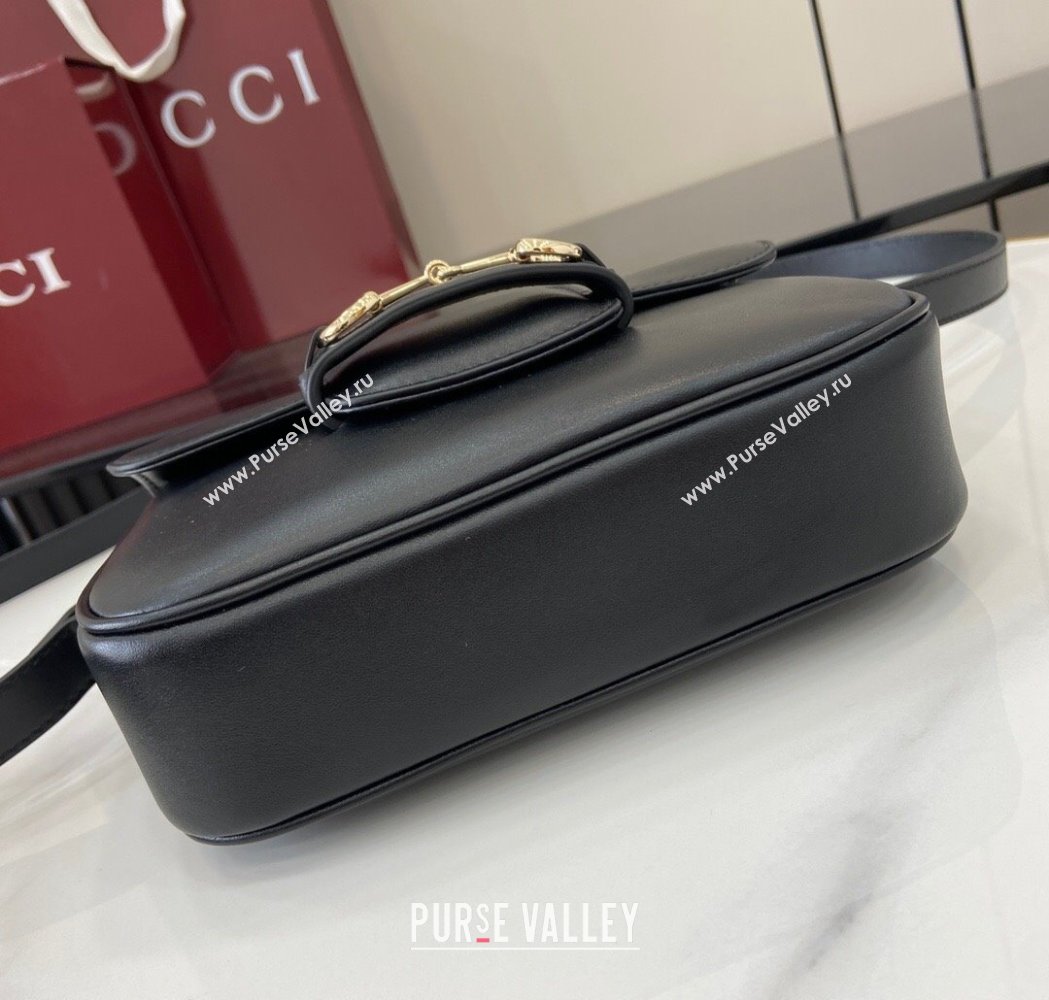 Gucci Horsebit 1955 Leather Mini Shoulder Bag Black 2025 815205 (XLU-250117023)
