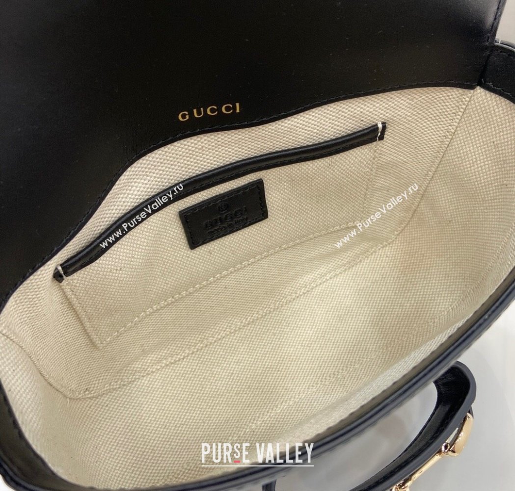Gucci Horsebit 1955 Leather Mini Shoulder Bag Black 2025 815205 (XLU-250117023)
