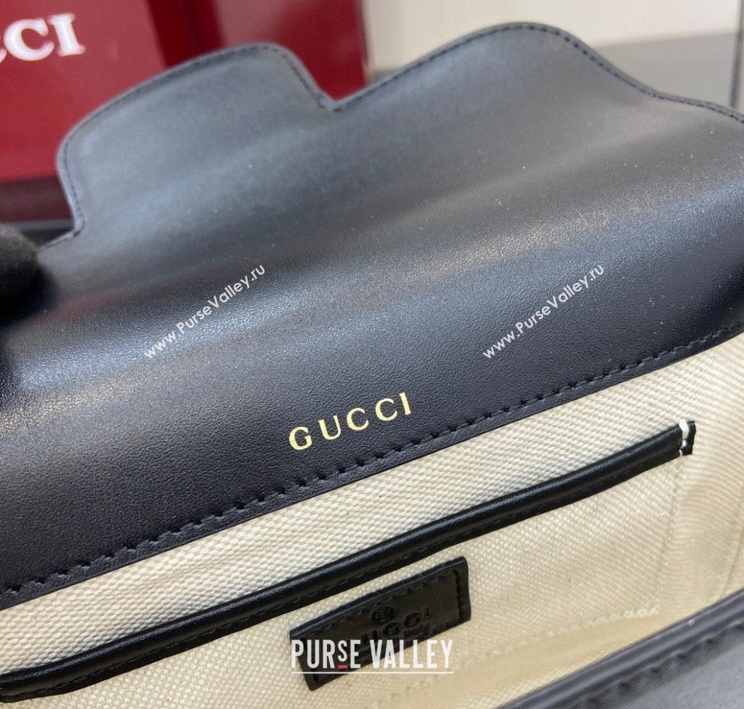 Gucci Horsebit 1955 Leather Mini Shoulder Bag Black 2025 815205 (XLU-250117023)