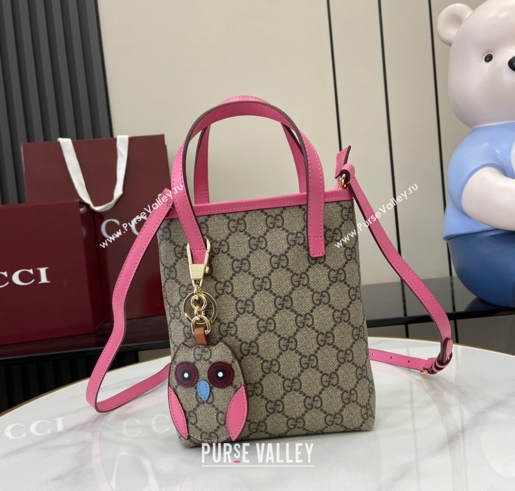 Gucci GG Canvas Mini Bag with Charm Pink 2025 831899 (XLU-250117024)