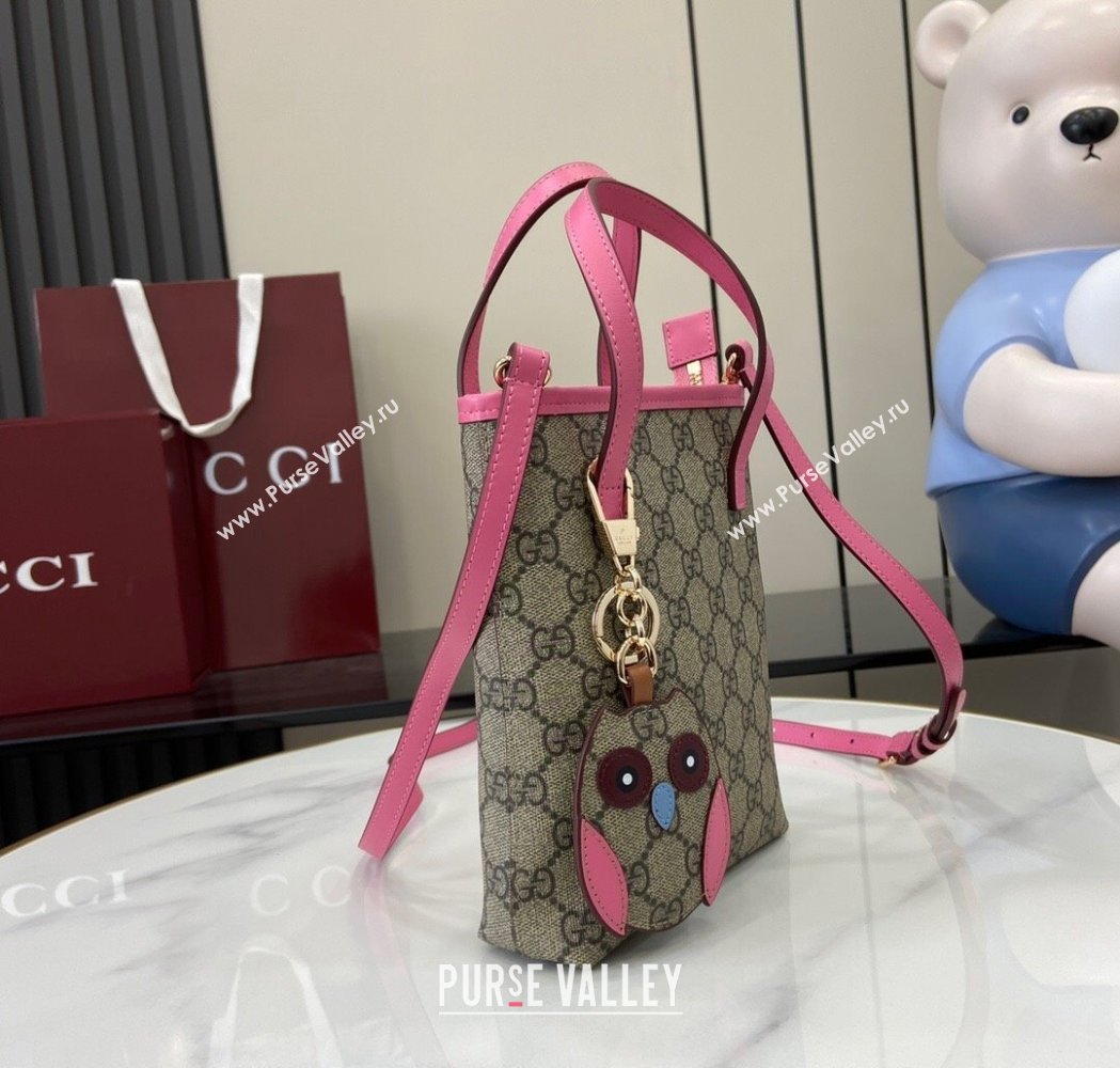 Gucci GG Canvas Mini Bag with Charm Pink 2025 831899 (XLU-250117024)