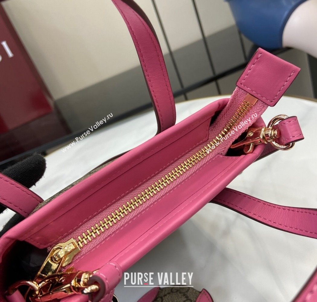 Gucci GG Canvas Mini Bag with Charm Pink 2025 831899 (XLU-250117024)