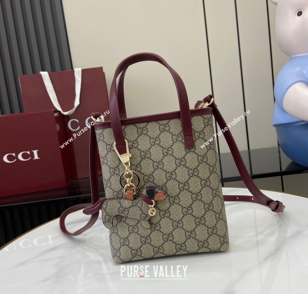 Gucci GG Canvas Mini Bag with Charm Burgundy 2025 831899 (XLU-250117025)