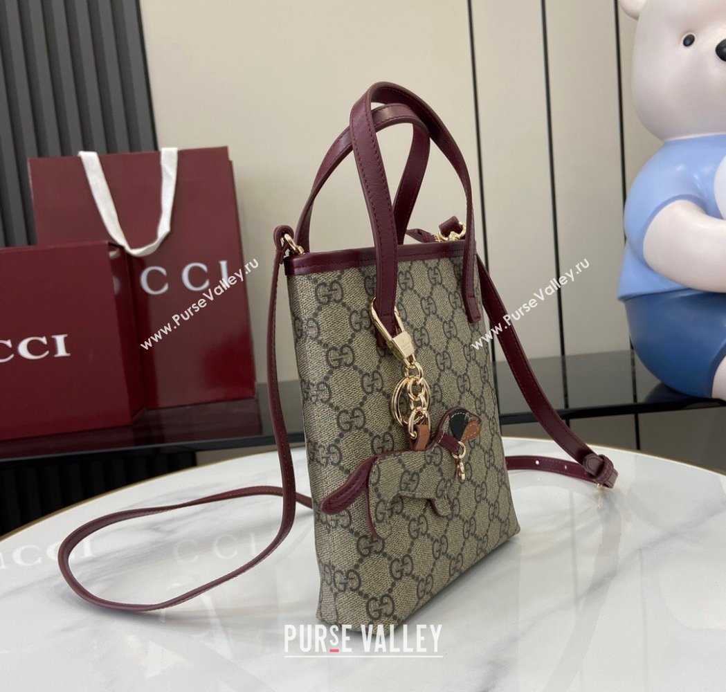 Gucci GG Canvas Mini Bag with Charm Burgundy 2025 831899 (XLU-250117025)