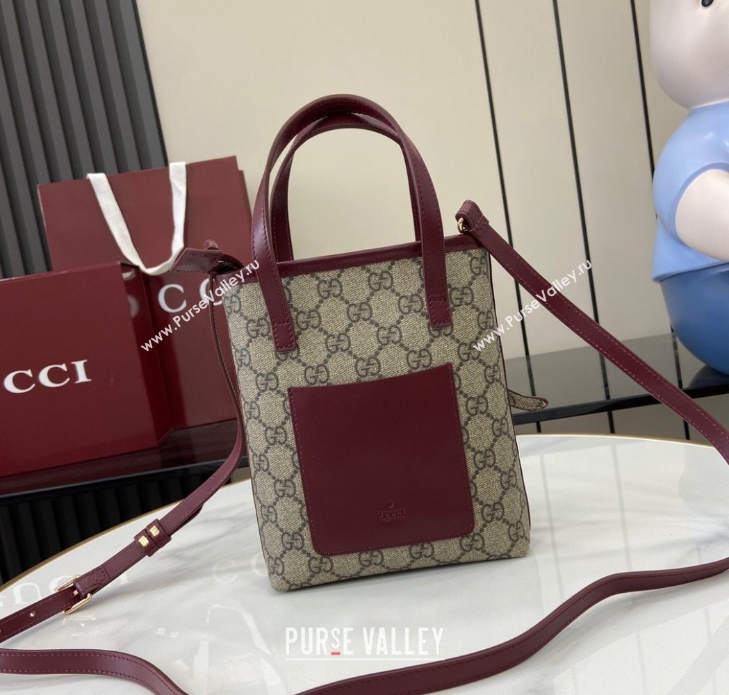 Gucci GG Canvas Mini Bag with Charm Burgundy 2025 831899 (XLU-250117025)