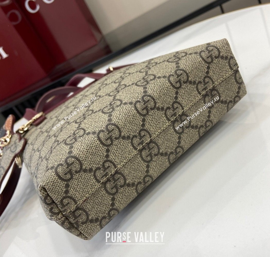 Gucci GG Canvas Mini Bag with Charm Burgundy 2025 831899 (XLU-250117025)