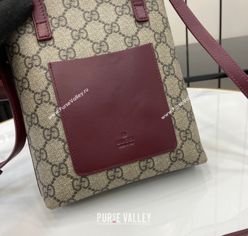 Gucci GG Canvas Mini Bag with Charm Burgundy 2025 831899 (XLU-250117025)
