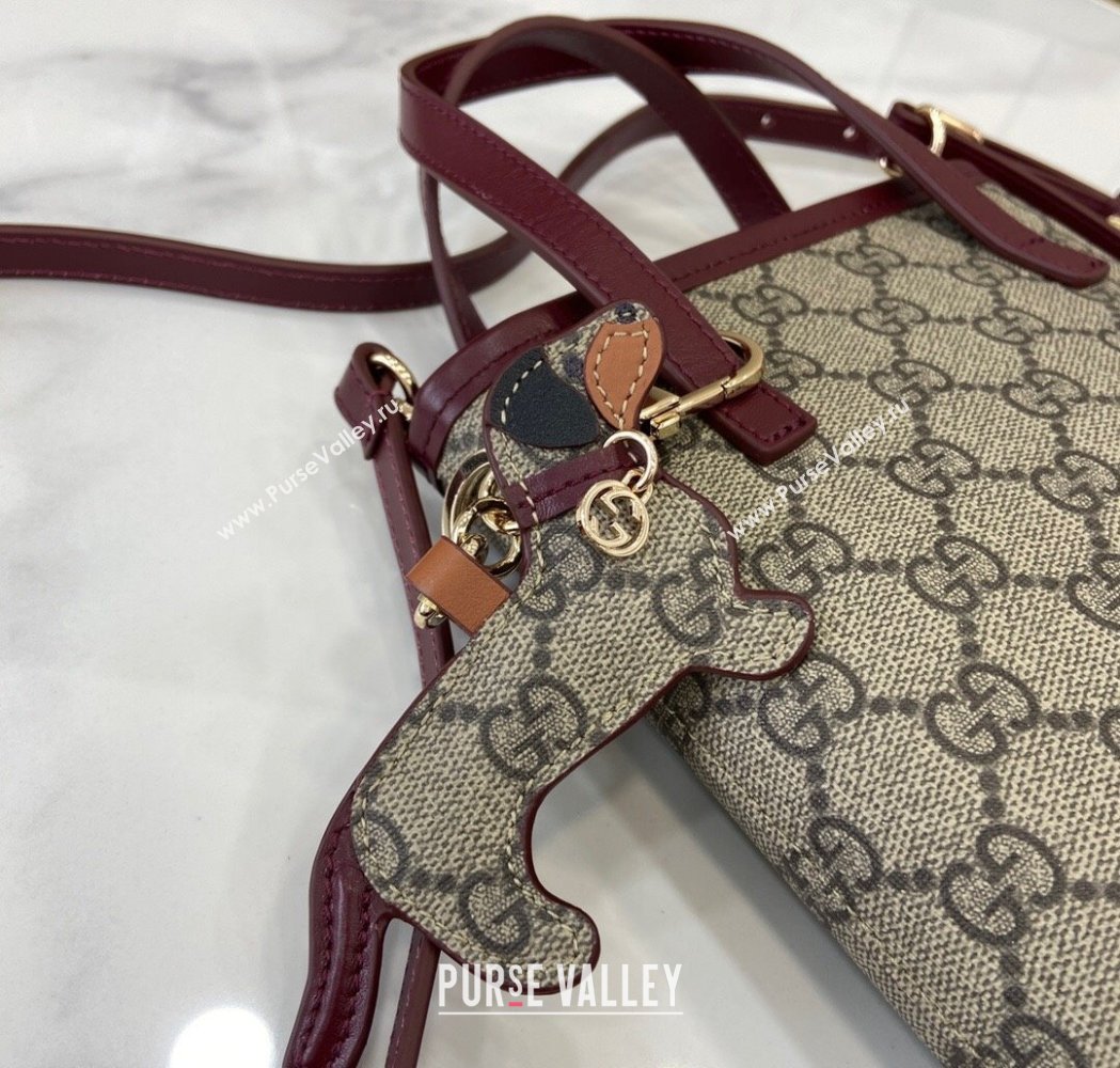 Gucci GG Canvas Mini Bag with Charm Burgundy 2025 831899 (XLU-250117025)