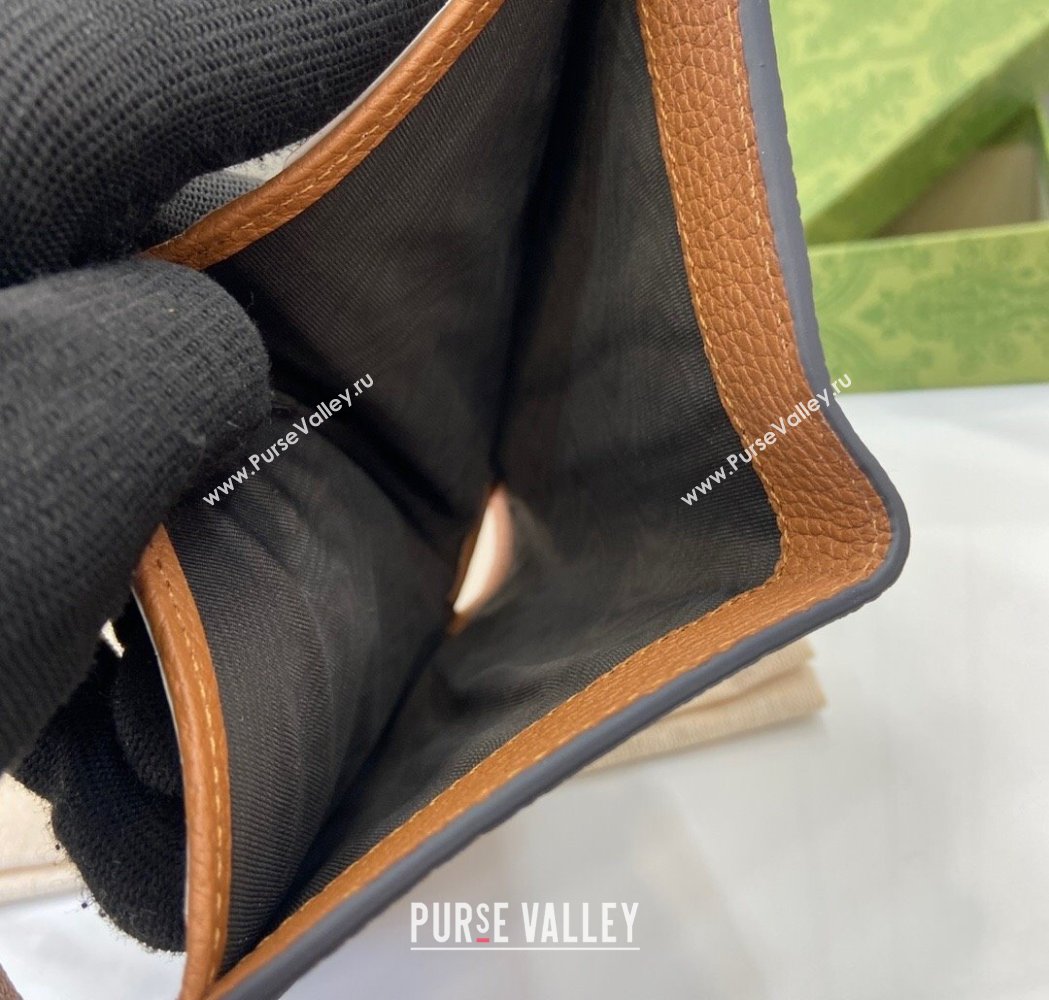 Gucci Medium Double G Wallet with Bamboo in Grained Leather Brown 2025 739498 (XLU-250117002)