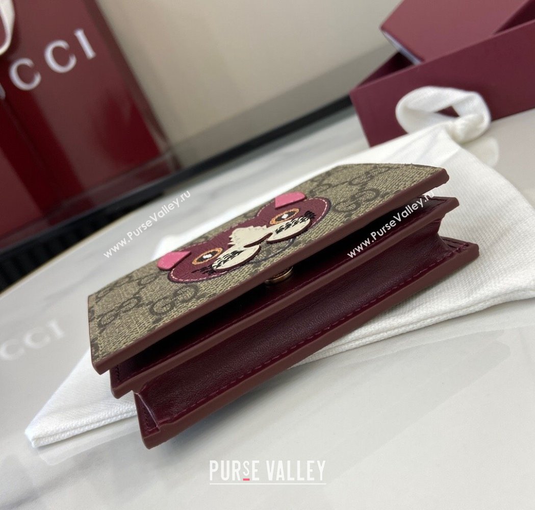 Gucci GG Canvas Mini Compact Wallet with Cat Detail 2025 818767 (XLU-250117028)