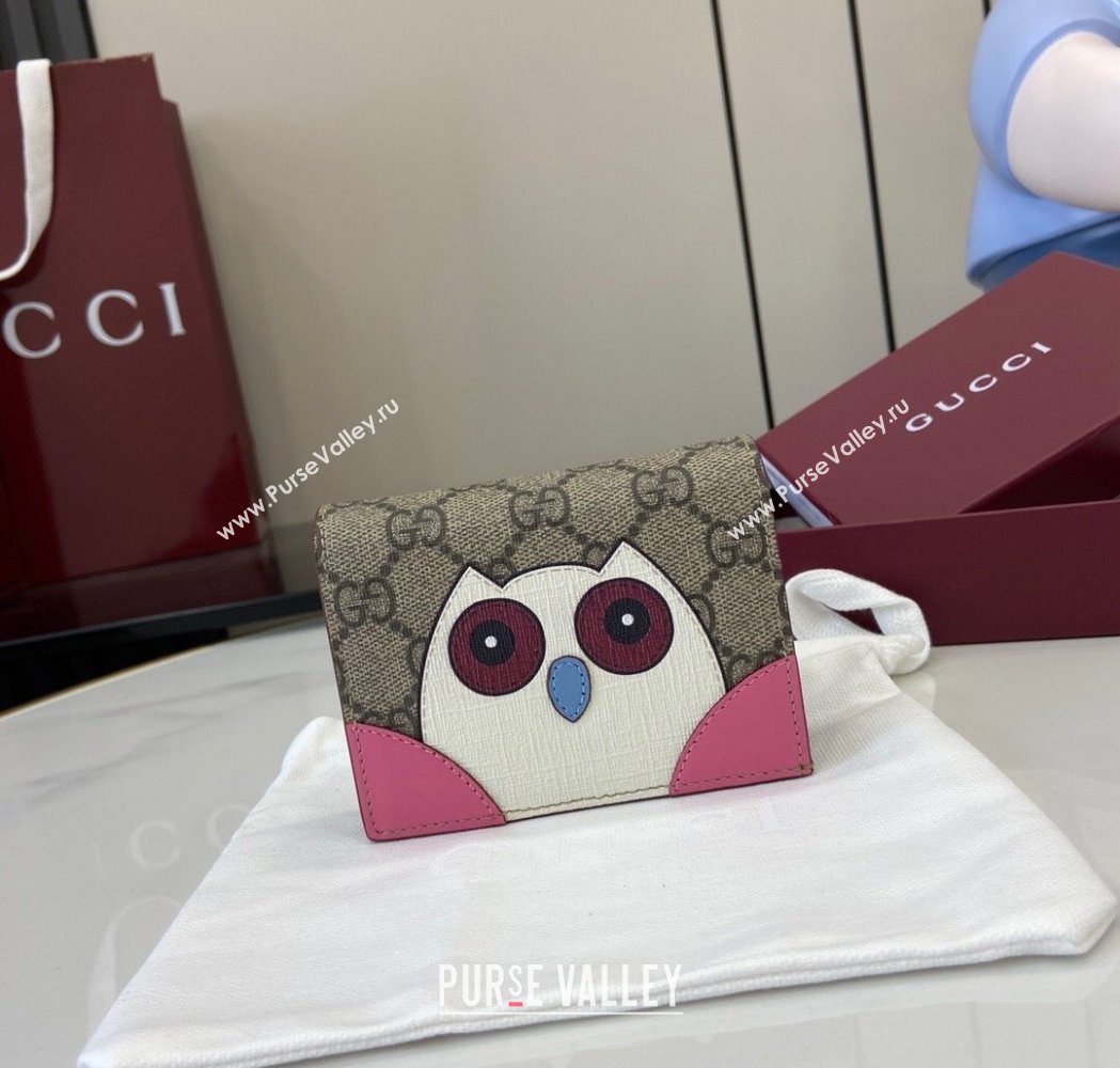 Gucci GG Canvas Mini Compact Wallet with Owl Detail 2025 818767 (XLU-250117030)