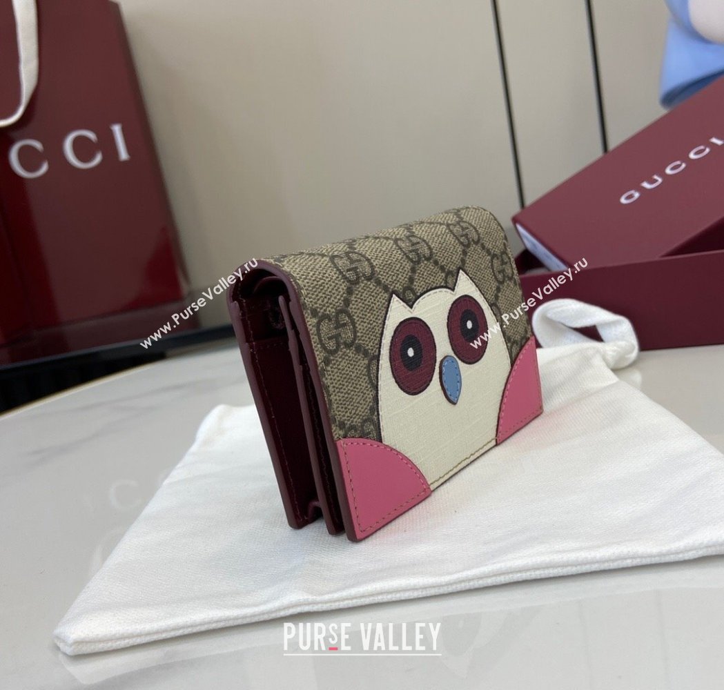 Gucci GG Canvas Mini Compact Wallet with Owl Detail 2025 818767 (XLU-250117030)