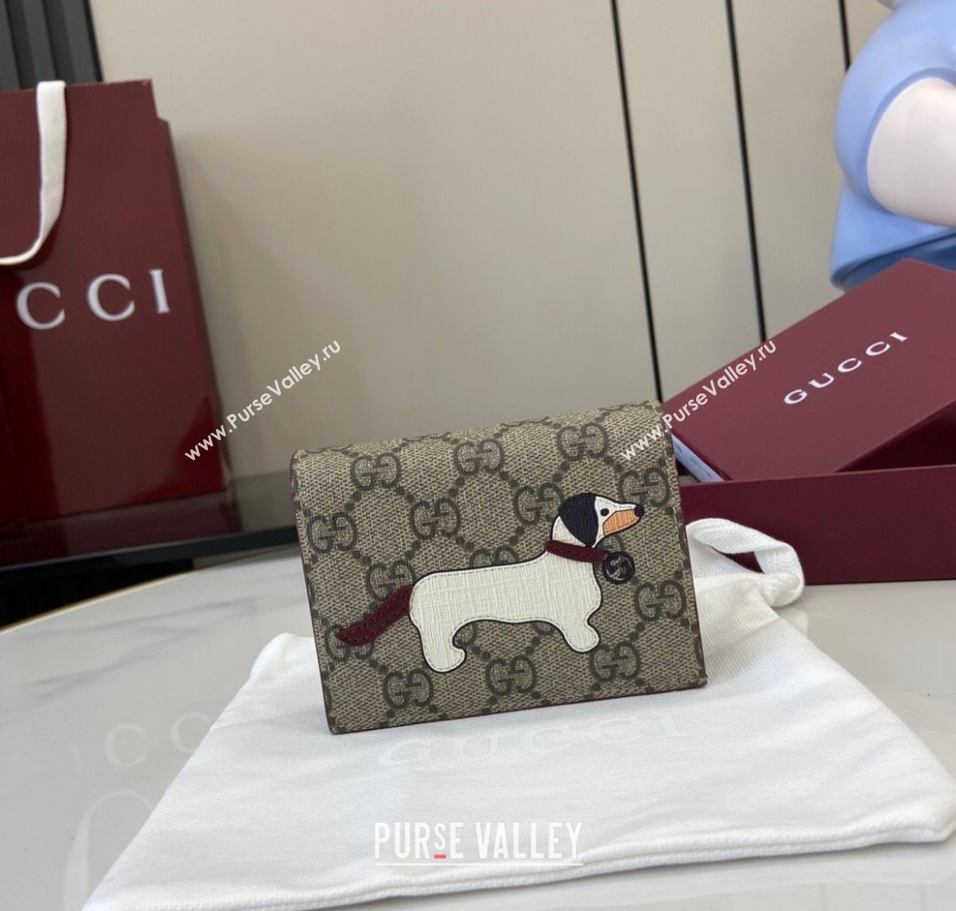 Gucci GG Canvas Mini Compact Wallet with Dog Detail 2025 818767 (XLU-250117031)